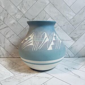 Vintage Mesa Verde Etched Pottery Vase Signed Southwestern Studio Pottery